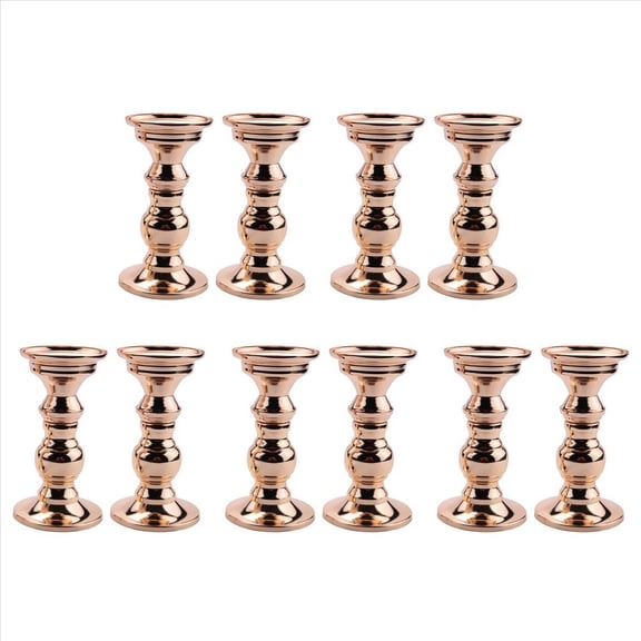 Set of 10 Candlestick Metal Pillar Candle Holders, Wedding Centerpieces Candlestick Holders for Candles Stand Gold,10 x Candle Holders,gold