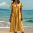 thumbnail image 2 of CIENVNSTG Women's Maxi Dress Short Sleeved Long Comfortable Beach Dress Lightweight Eye-Catching Holiday Dress for Women XL, 2 of 5