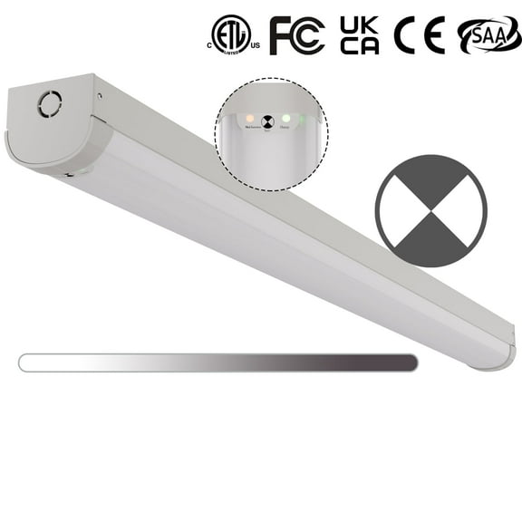 4FT LED Linear Strip Emergency Stairwell Light, 2 Watt Selectable, 20W/40W 2500lm/5000lm, Battery Backup, 5000K, IP20, 0-10V Dimmable 4 Foot Flush Mount Commercial LED Shop Ceiling Light Fixture, ETL