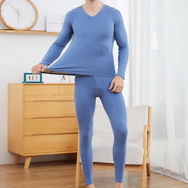 Ensemble Décontracté pour Hommes, Chandail Uni à Manches Longues, Haute Élasticité, Garde au Chaud, sous-Vêtements Hauts et Pantalons