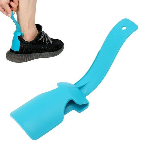 Lazy Shoe Helper Portable Sock Slider - Short Handled Shoe Horn - Shoe Lifting Helper Easy on Easy Off Plastic Shoehorn for Men Women Elderly Disabled[Blue]