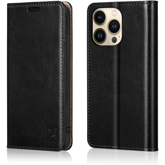 Belemay Case for iPhone 14 Pro Max Case Wallet Leather Flap Case RFID Clip Shockproof TPU Case Folio Cover Women Men's, Black