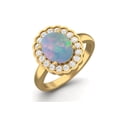 thumbnail image 2 of 925 Sterling Silver Gold Vermeil 6mm Round Ethiopian Opal Solitaire Women Valentines Day Gifts Ring, 2 of 4
