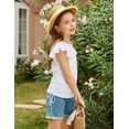 thumbnail image 3 of Arshiner Cute Shirts for Girls Girls Summer Tops Short Sleeve Ruched Knot Side Casual Loose Spring and Summer Tops Tee Blouse Green 9-10 Years 8 Off-white, 3 of 8