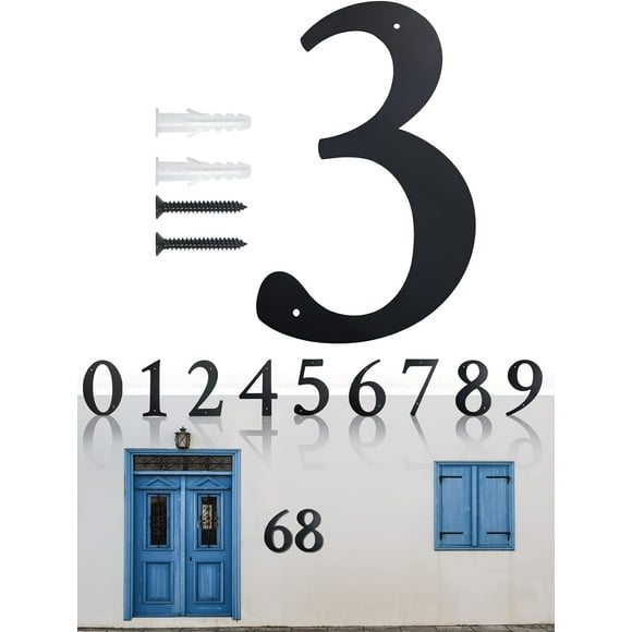 shiyou-11 Inch Super Large House Numbers, Modern Address Numbers Elegant Black Finish Numbers Solid Metal House Sign for Door Plate for Home Gate Building Store Mailbox (3)