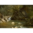 thumbnail image 2 of Paul Huet 14x11 Black Ornate Wood Framed Double Matted Museum Art Print Titled: Woodland Stream (C. 1840), 2 of 5