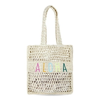 No Boundaries Women's Festival Crochet Bucket Bag, Natural Beaded