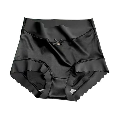 Mrat Underwear for Women Cotton Lace High Waisted Women Solid Comfort Underwear Skin Friendly Briefs Panty Intimates Women Boyshort Underwear S-272 Black L