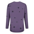 thumbnail image 5 of Women's Star Print Round Neck Long Sleeve Sweatshirt, Loose Fit Casual Pullover Top with Five-Point Star Pattern for Daily Wear, Street Fashion and All Season Comfort Purple XXXL, 5 of 8