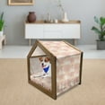 thumbnail image 3 of Garden Art Pet House, Vintage Flower Blooms Composition Ornamental Spring Season Illustration, Outdoor & Indoor Portable Dog Kennel with Pillow and Cover, 5 Sizes, Coral White Peach, by Ambesonne, 3 of 5