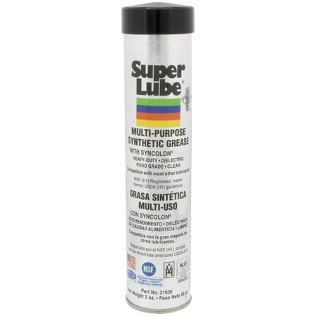 Super Lube 21036 Synthetic Grease (NLGI 2), 3 oz Cartridge, Translucent White, 1 pack