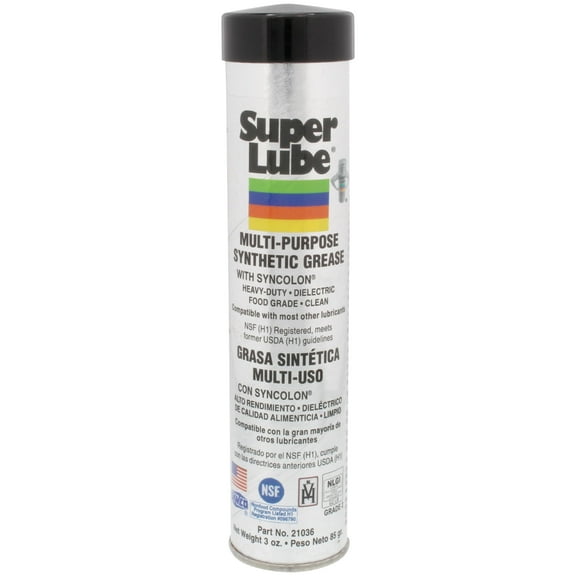 Super Lube 21036 Synthetic Grease (NLGI 2), 3 oz Cartridge, Translucent White, 1 pack