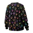 thumbnail image 5 of Xoenoiee Colorful Dog Paw Print Womens Sweatshirts Oversized Crewneck Y2K Pullover Long Sleeve Fall Winter Split Clothes Sweater with Side Pockets, Size 3XL, 5 of 7