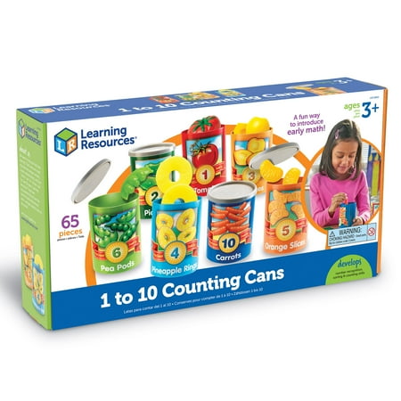 Learning Resources 1 to 10 Counting Cans, With Covers and Play Food, 75 Pieces
