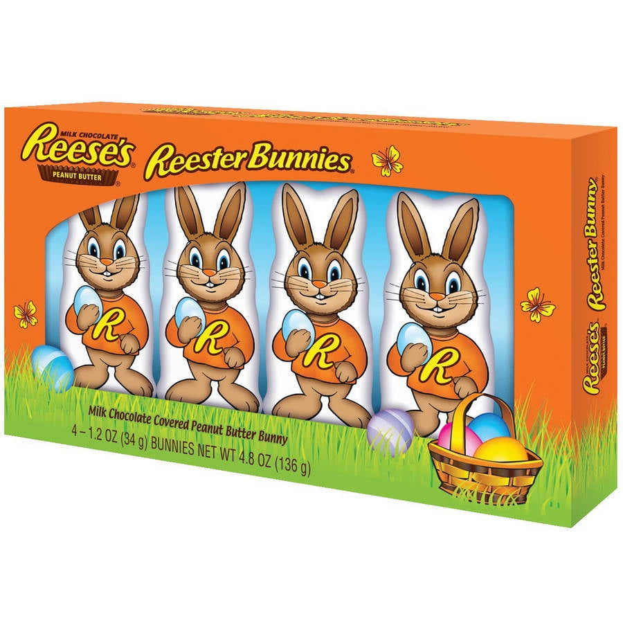 REESE'S REESTER BUNNIES Easter Peanut Butter Candy, 4 Count, 4.8 Ounces
