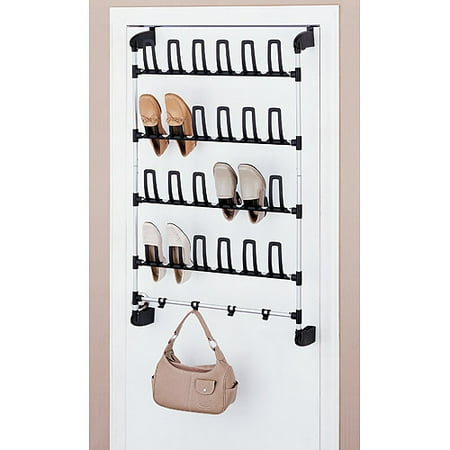 Neu Home Over-the-Door 12 Pair Shoe Rack w/ Hooks