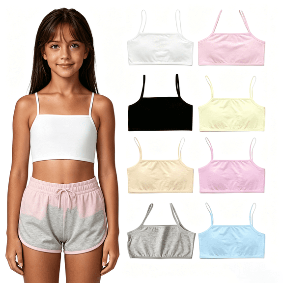 Girls Training Bra Teen Cotton Developed Kids Sports No Wire TrainerWireless Bras for Women Teens 8-12 Years