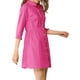 thumbnail image 4 of Vestido de camisa para mujer Inspire Chic de manga 3/4, con botones, mini vestido fucsia, talla S, 4 of 7