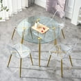 thumbnail image 4 of Dining Tables A glass tabletop with a diameter of 40 inches and a modern minimalist circular dining table with gold plated metal legs. 40 '* 40' * 30 ' DT-1164,Modern Dining Tables, 4 of 24