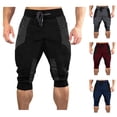 thumbnail image 5 of Lovskoo Athletic Shorts for Men Quick Drying Solid Color Casual Trendy Drawstring Sports Fitness Knee Length Pants Burgundy, 5 of 5