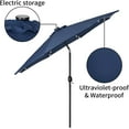 thumbnail image 2 of 9 Feet Outdoor Patio Umbrella with 40 Solar LED Lights, Button Tilt and Crank, 8 Ribs Patio Umbrella, Navy Blue, 2 of 4