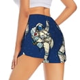 thumbnail image 2 of Uemuo Disco party Astronaut Dancing Pattern Women's Athletic Shorts High Waisted Running Shorts with Liner Pockets Gym Elastic Workout Shorts-Medium, 2 of 9