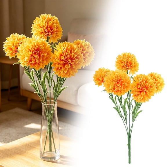 Artificial Chrysanthemum & Carnation Bouquet, Fake Mum Artificial Fall Flowers, Faux Multi-Head Flower Stems for Thanksgiving Table Centerpiece, Farmhouse Indoor Vase Home Decor 1Pcs