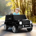 thumbnail image 3 of OLAKIDS 12V Kids Ride On Car, Licensed Mercedes Benz G63 Electric Vehicle with Remote Control, Double Open Doors, Music, Bluetooth, 2 Speeds, Wheels Suspension, Battery Powered Driving Toy (Black), 3 of 11