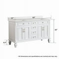 thumbnail image 6 of ANGELES HOME 60" Bathroom Vanity with Double Sinks, Solid Wood Bathroom Makeup Cabinet W/ 4 Doors and 4 Drawers, Bathroom Vanity Storage Organizer with Carrara White Quartz Countertop, White, 6 of 8