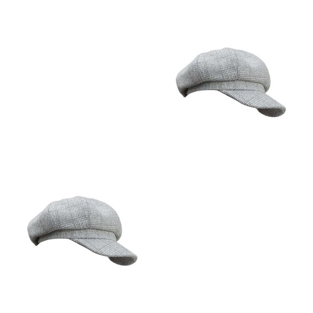 Minnieouse Gorros octogonales de lana para mujer, para mantener el calor, para otoño e invierno, para artistas, pintores, giras sólidas, gorras Gris claro 2piezas