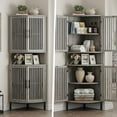 thumbnail image 7 of Vabches 68" Tall Corner Storage Cabinet, Farmhouse Corner Cabinet Shelves with Ventilated Louver Door & Adjustable Shelves, 7 of 7