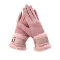 thumbnail image 2 of ShomPort Leather Gloves for Womens Windproof Touchscreen Fleece Cuff Keep Warm Winter Outdoor Trendy Gloves, 2 of 3