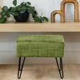 thumbnail image 5 of Home Soft Things Textured Velvet Ottoman Stool Chair, Upholstered Footrest with Black Metal Legs, Calla Green, 19" x 13" x 17", 5 of 7