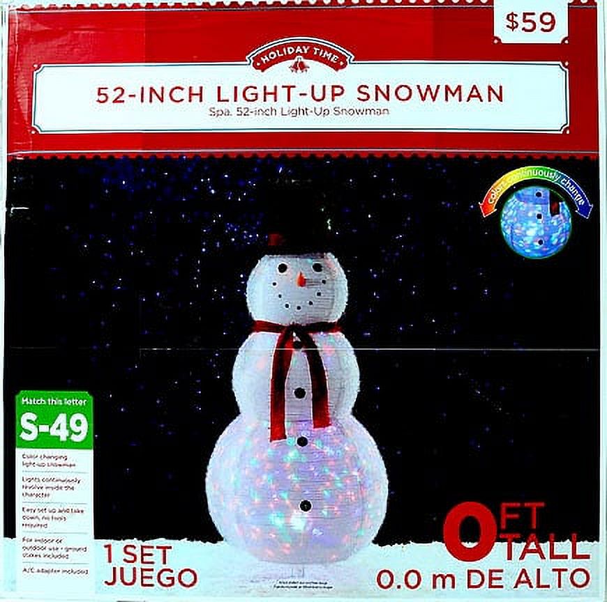 Holiday Time 52" Jumbo Pop-up Snowman with Revolving Multi-Colored Light Show Light Sculpture - image 2 of 2