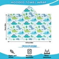 thumbnail image 2 of LightBlue Cartoon Dinosaurs Trees Pattern Hooded Bath Towel，50"x30" for Ages 3 To 12 Kids, Quick Dry Lightweight Soft Microfiber Hood Beach Towel Cover Up for Kids, 2 of 7