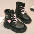 thumbnail image 5 of Mepaouo Girls Ankle Boots Love You Pink Combat Boots Lace up Winter Outdoor Work Shoes(Black,32), 5 of 9