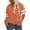 Orange, variant on Plus Size Women Striped Short Sleeved V-neck Casual Simple T-shirt Tops