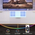 thumbnail image 4 of Bestier Meuble TV à DEL de 55 Pouces pour Téléviseurs jusqu'à 60 Pouces, Centre de Divertissement Moderne à Fini Très Lustré avec Tiroirs et Armoires, Console TV Cannelée, Blanc et Or, 4 of 7