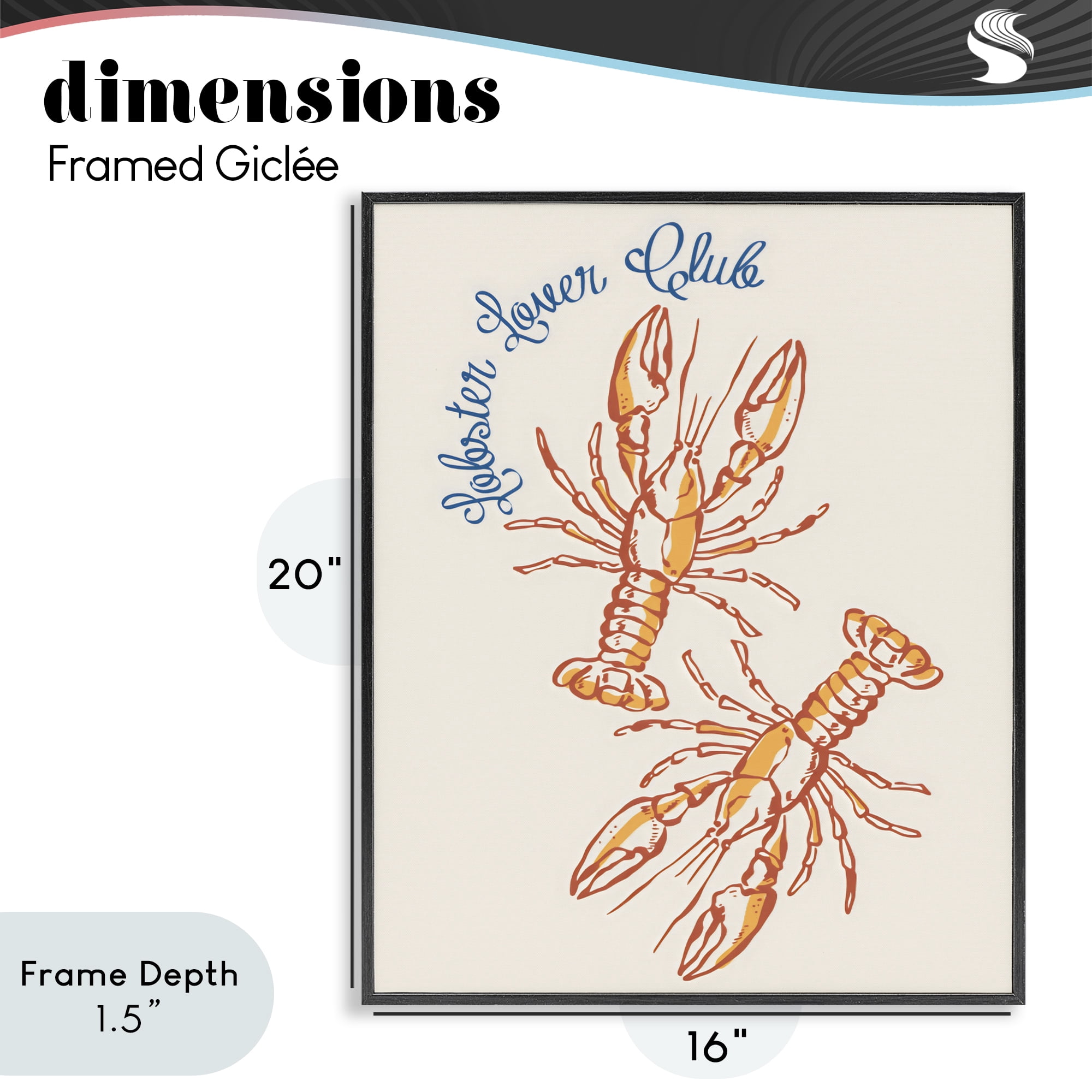 Stupell Industries Lobster Lover Club Black Framed Giclee Art, design by The Prints Vibe