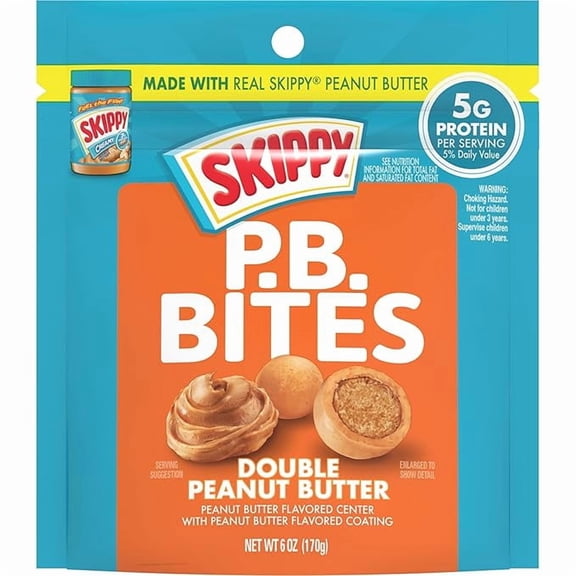 Pack of 1 SKIPPY Bites Double Peanut Butter 6oz Pouch