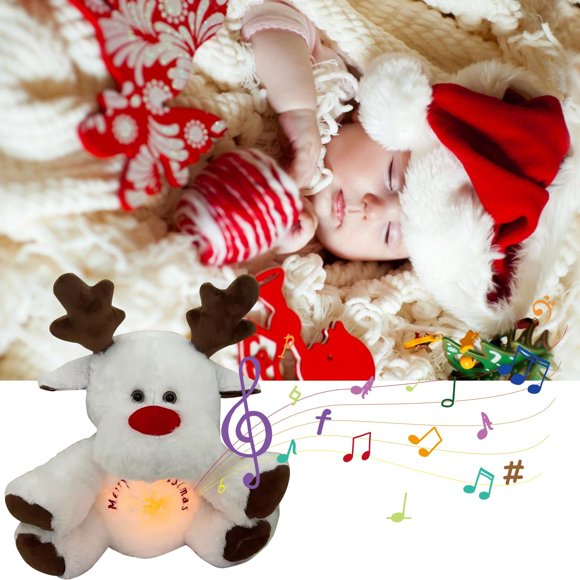 Glow Guards Christmas Reindeer Stuffed Animal Light Up Music Glowing Singing Plush Toy Decoration Birthday For Toddler Kids
