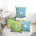 thumbnail image 7 of Green Blue Flower Pillow Covers 22 x 22 Inch Set of 4 White Blue Colored Throw Pillows Outdoor Waterproof Decor for Living Room Sofa Patio Funiture Garden Floral Linen Cushion Case 008B, 7 of 7