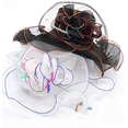 thumbnail image 2 of Yoyauz Women Sun Hat with Mesh Flower Decoration Wide Brim Hat Occasion Event Organza Fancy Church Dress Hat, 2 of 6