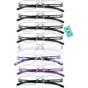 8 Pairs Reading Glasses, Blue Light Blocking Glasses, Computer Reading Glasses for Women and Men, Fashion Square Eyewear Frame (4color+4brown,+4.25 Magnification)