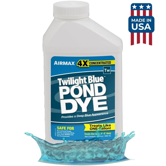 Airmax Twilight Blue Pond Dye for Large Ponds & Lakes, Fish-Safe Concentrated Liquid Water Colorant, 1 Quart 