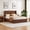 Walnut, variant on Queen Size Platform Bed Frame with 44" Tall Fluted Headboard, Natural Oak Wooden Bed Frame, No Box Spring Needed, Easy Assembly Modern Minimalist Bed for Bedroom