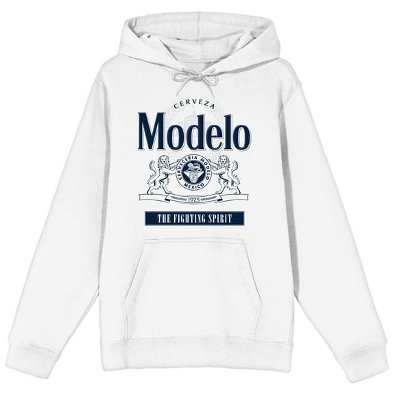 Modelo The FIghting Spirit Long Sleeve White Adult Hooded Sweatshirt -Medium