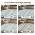 thumbnail image 7 of ODIKA 3'x5' Washable Area Rug Blue Cream Layering Striped Plaid Gingham Front Boho Design with Symmetrical Border for Hallway, Laundry Room, Non-Slip, Flatweave, Easy Care, 7 of 7