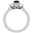 thumbnail image 3 of Black Diamond Engagement Ring Pear Double Halo Proposal 1.75 carat 14K White Gold, 3 of 5