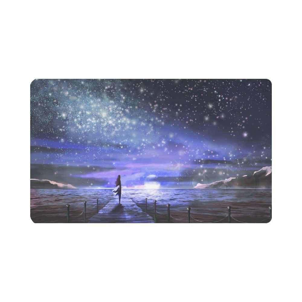 MKHERT Fantasy Milky Way Stars Painting Decor Space Landscape Doormat